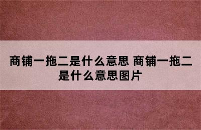 商铺一拖二是什么意思 商铺一拖二是什么意思图片